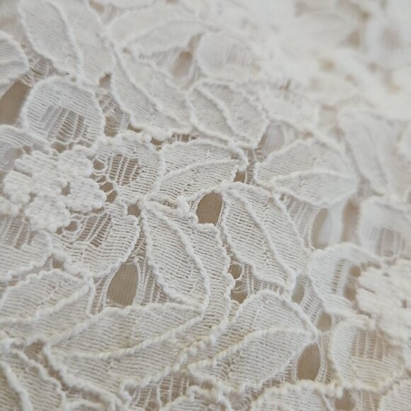 Valerie Bertinelli Ivory Floral Lace Overlay Top Women's Medium Peter Pan Collar - Picture 10 of 12